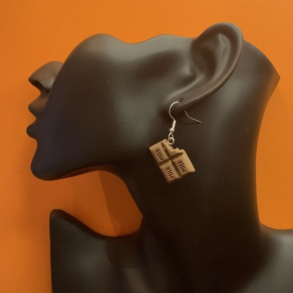Chocolate Bar Earring. Food Earring, Valentine Earrings, Easter Earring - Picture 2 of 4